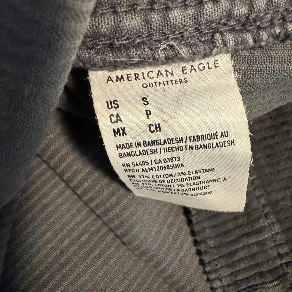 American Eagle Charcoal Grey Corduroy Overall Pinafore Dress Size Small Classic - Picture 5 of 9